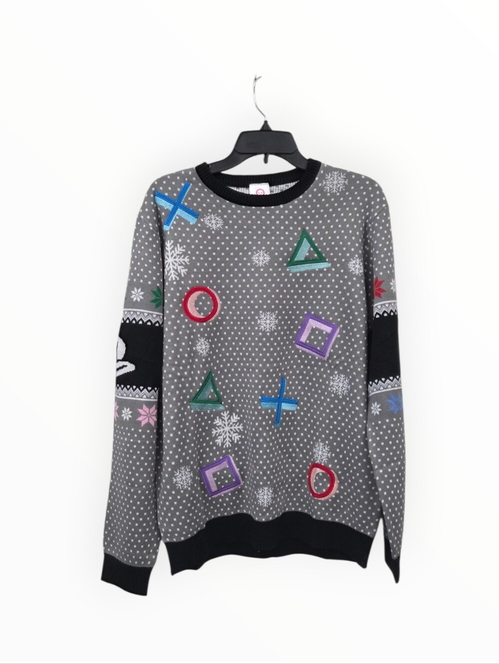 Numskull Playstation Gray Graphic Holiday Sweater with Game Symbols Med NWT